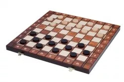 Šaškės, šachmatai, nardai, 410x230x250mm, karalius 76mm