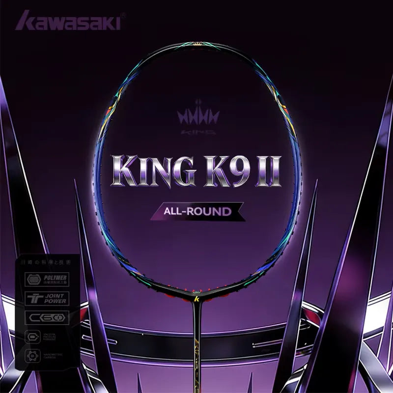 Badmintono raketė Kawasaki King K9 II Purple/Gold 4u (sustyguota)